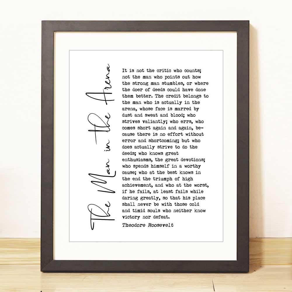 The Man In The Arena Art Print Scripture Inspiring Quotes Wall Art UNFRAMED 8x10inch